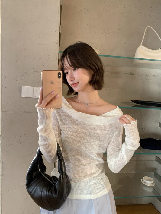 🌷 垂垂領顯瘦肌理感上衣