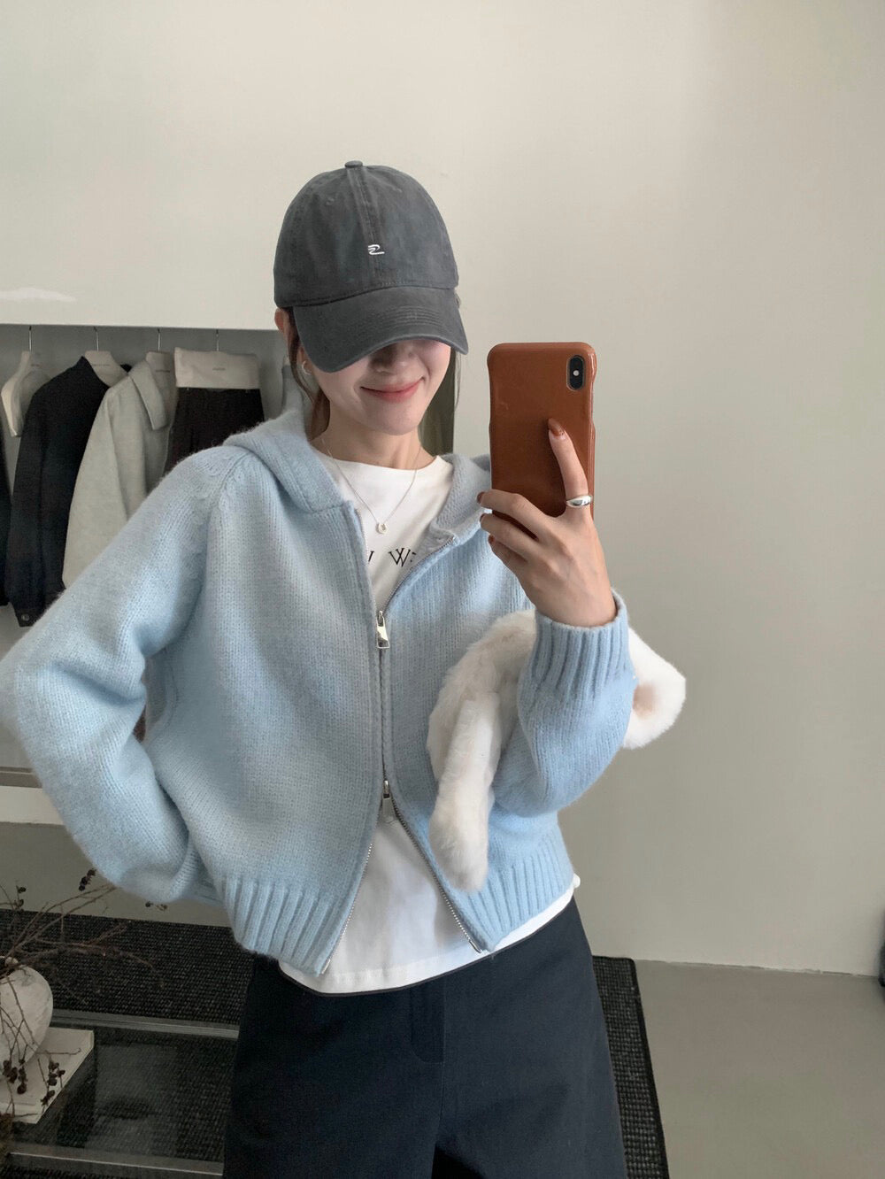 // 鬆弛氛圍感慵懶連帽雙拉鍊冷外套