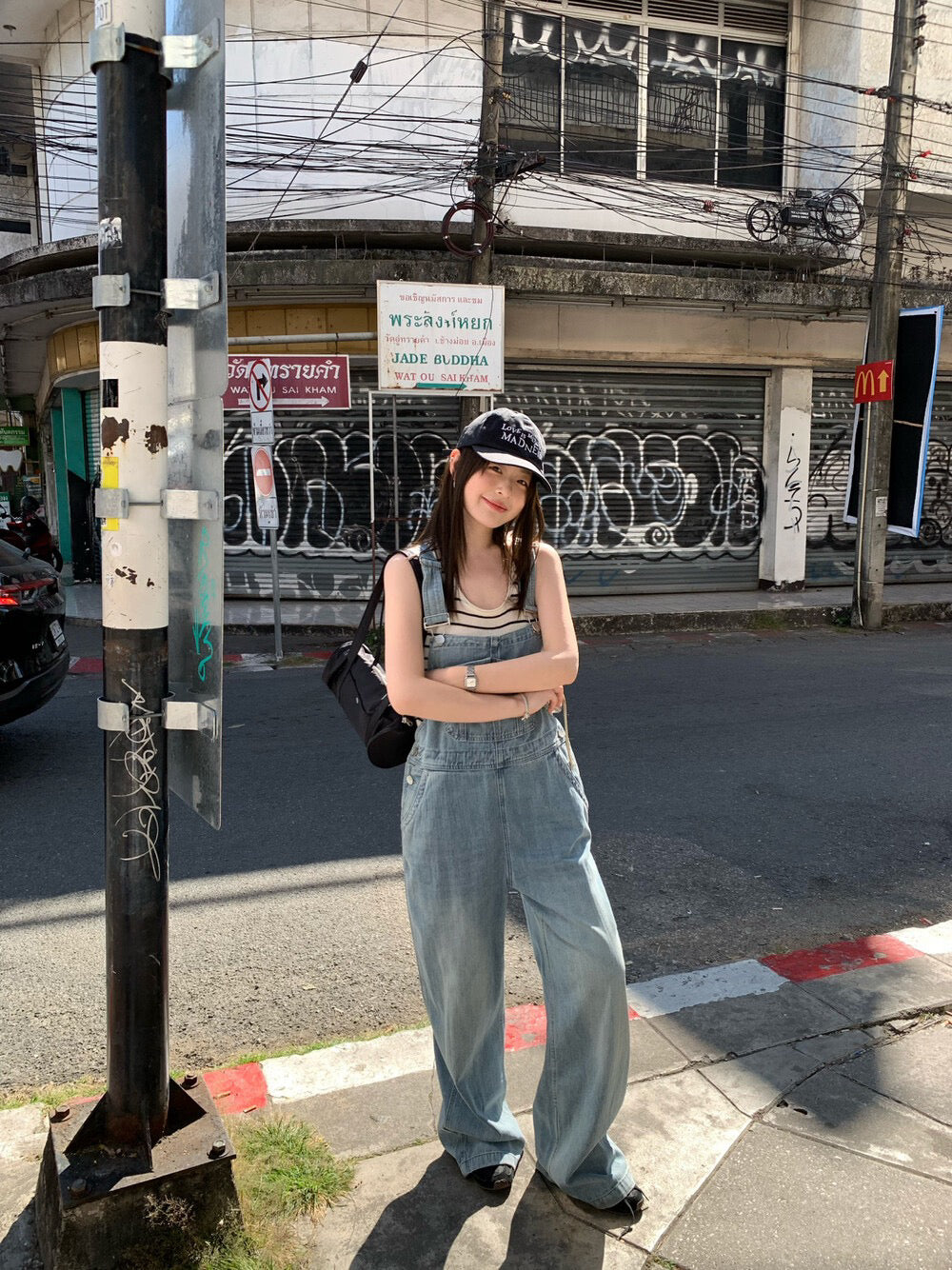 🎀 可愛口袋復古牛仔工人褲