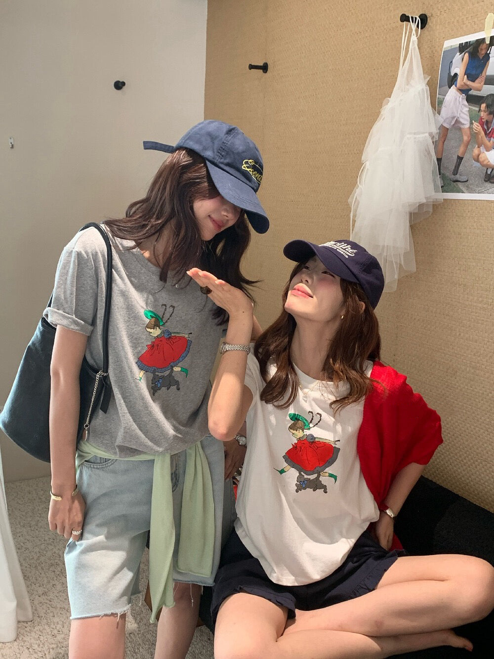 // 少女圖案棉質短袖TEE
