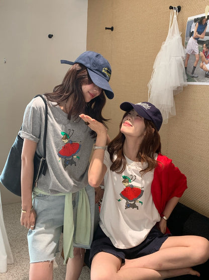 // 少女圖案棉質短袖TEE