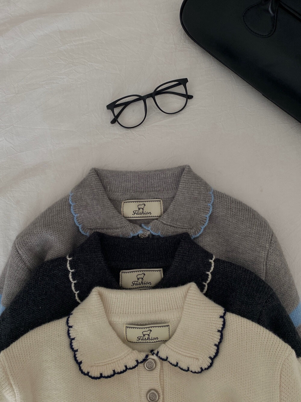 // 好美的撞色包邊花邊領間條開鈕NT