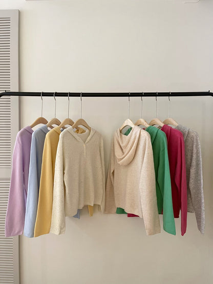 // 100%wool一體無縫連帽開胸NT