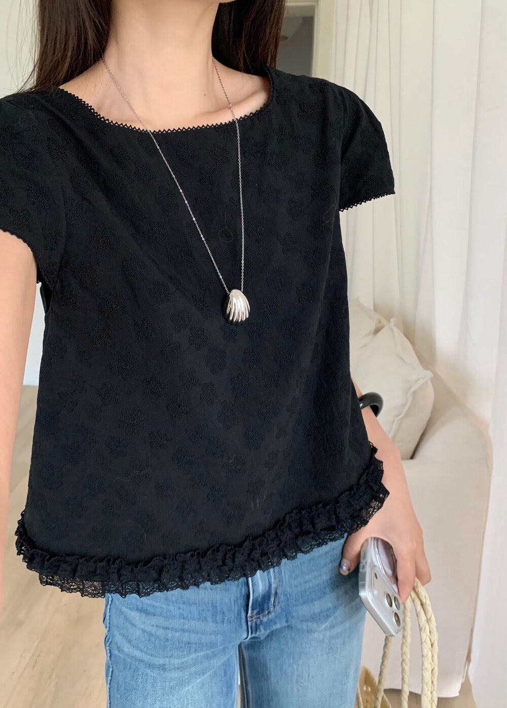 B24 / 小刺繡花邊腳後綁帶BL