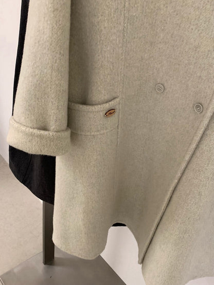 // 100%羊毛經典雙排扣手工雙面外套