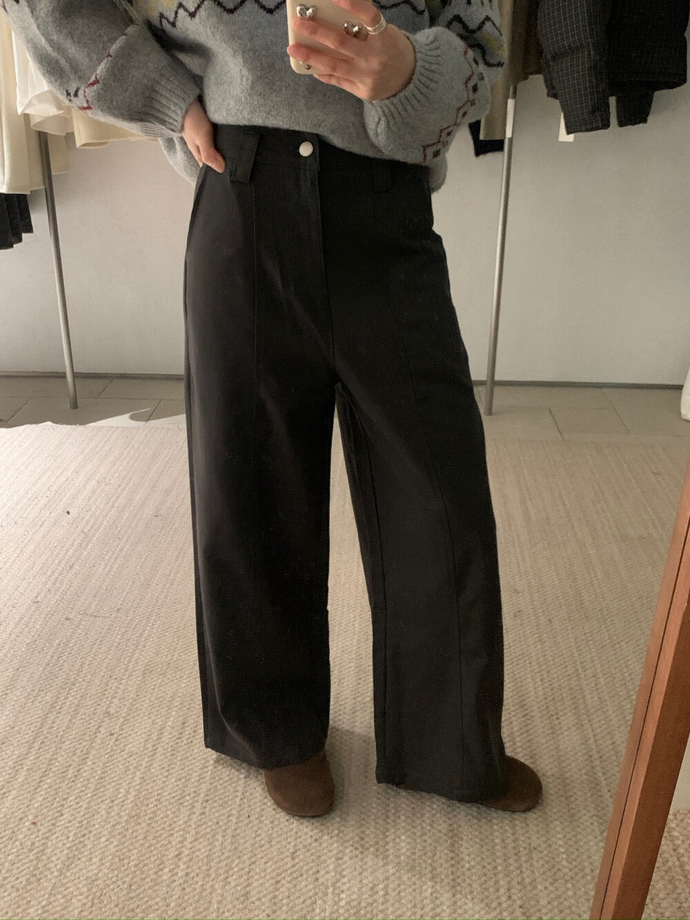 // 褲型超美中線設計直筒褲