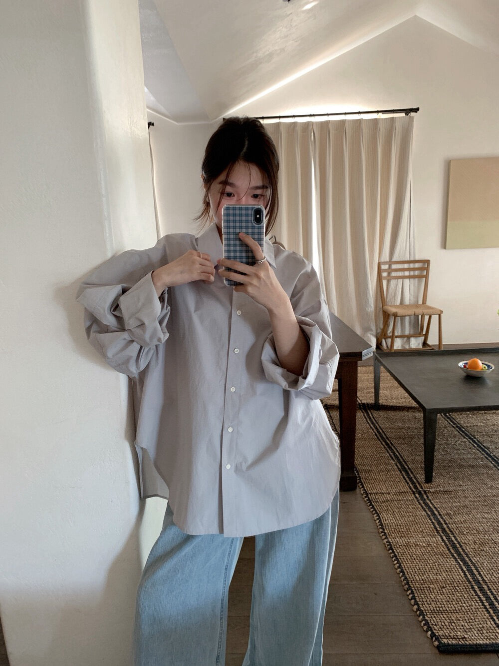 // oversize慵懶風春夏色系恤衫