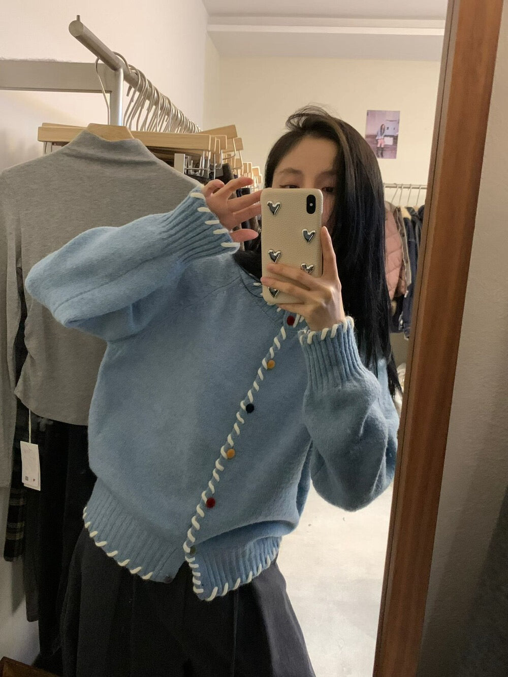 // 6%羊毛手縫線包邊彩扣CD