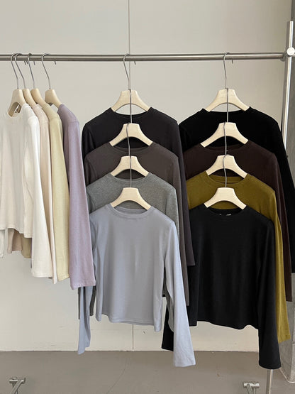 // 12色親膚秋冬百搭彈性TEE