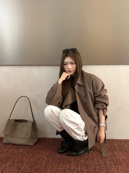 J52 / 帥氣可立領連腰帶修腰trench coat