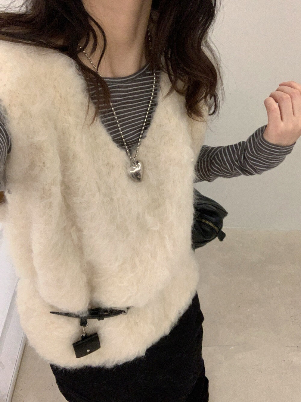 // 圈圈羊毛拉絨疊穿背心