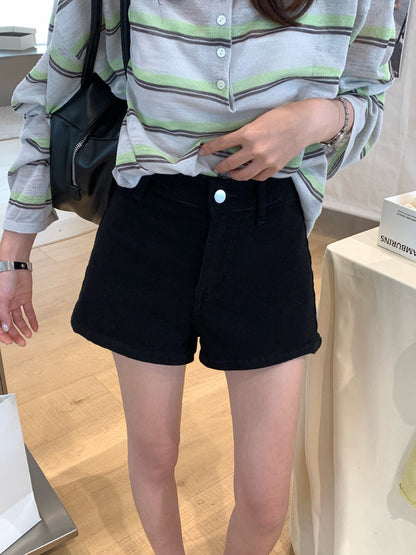 // 超顯瘦高腰牛仔短褲