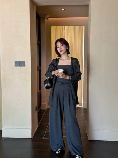 T02 / 超親膚莫代爾吊帶+休閒褲+外套三件套