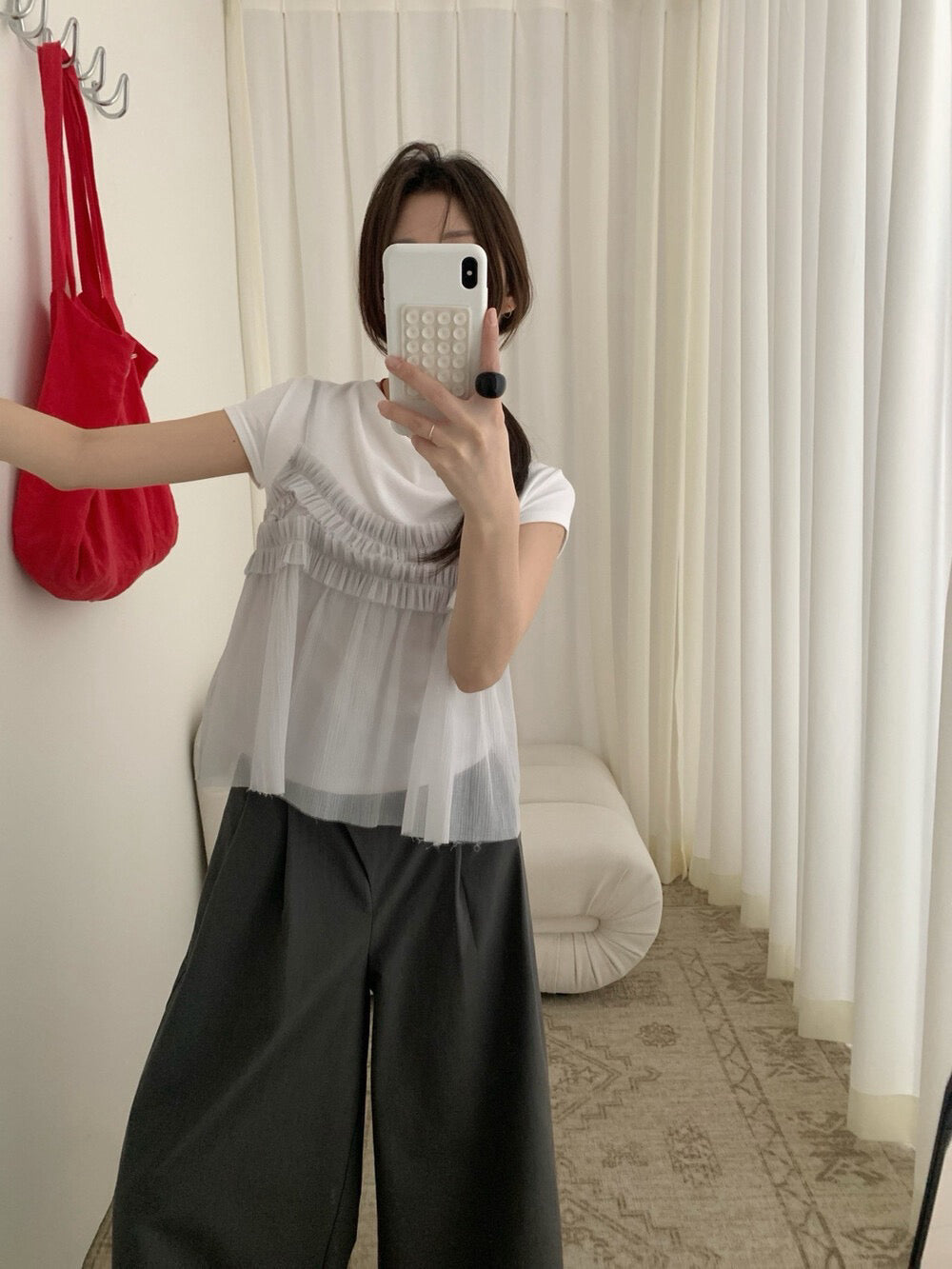 // 精緻壓褶邊lace小吊帶