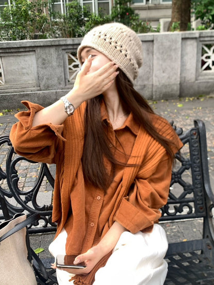 // 連披肩燈芯絨中短款SH