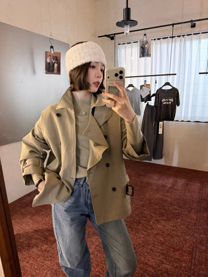 J52 / 帥氣可立領連腰帶修腰trench coat