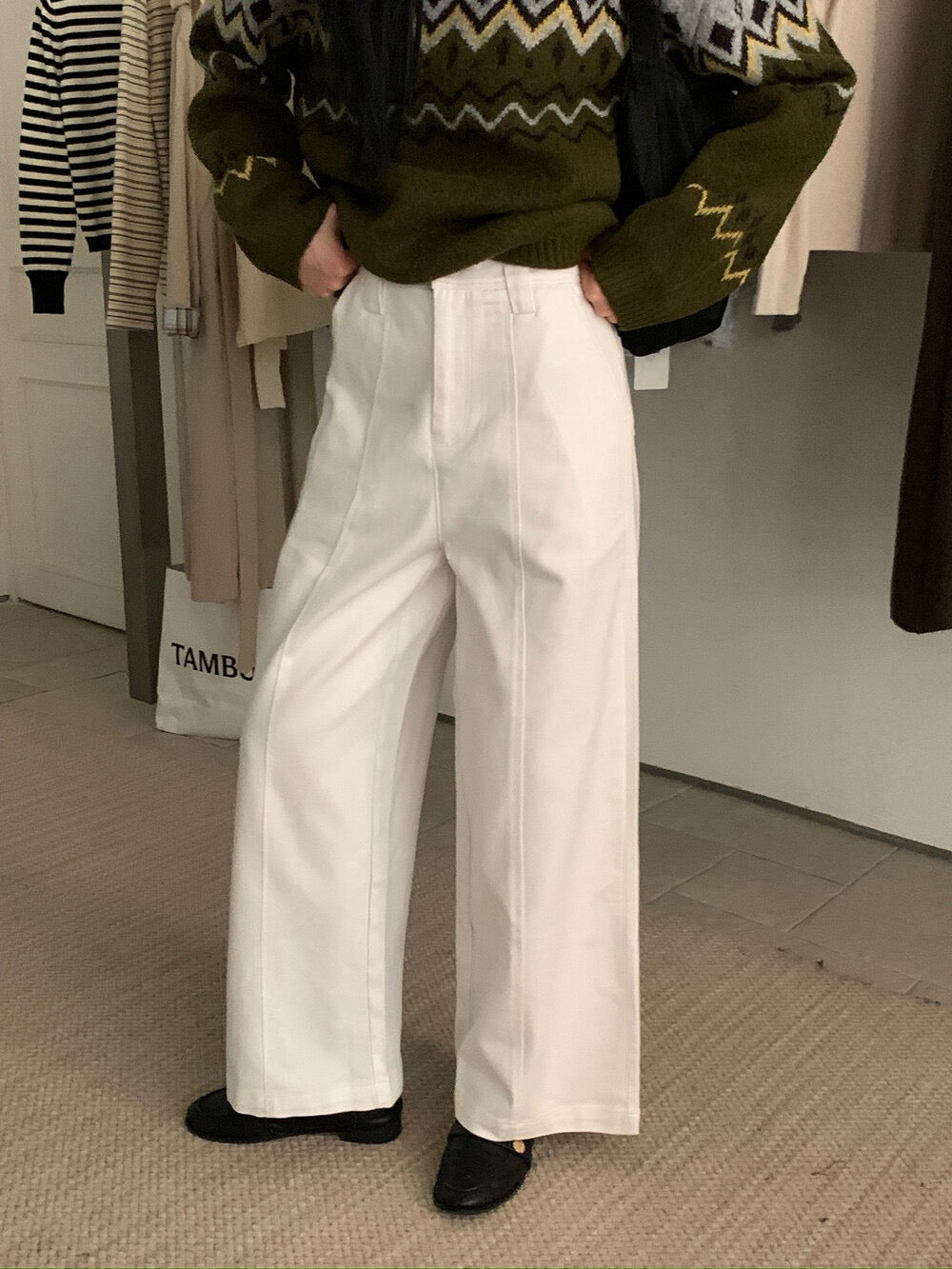 // 褲型超美中線設計直筒褲