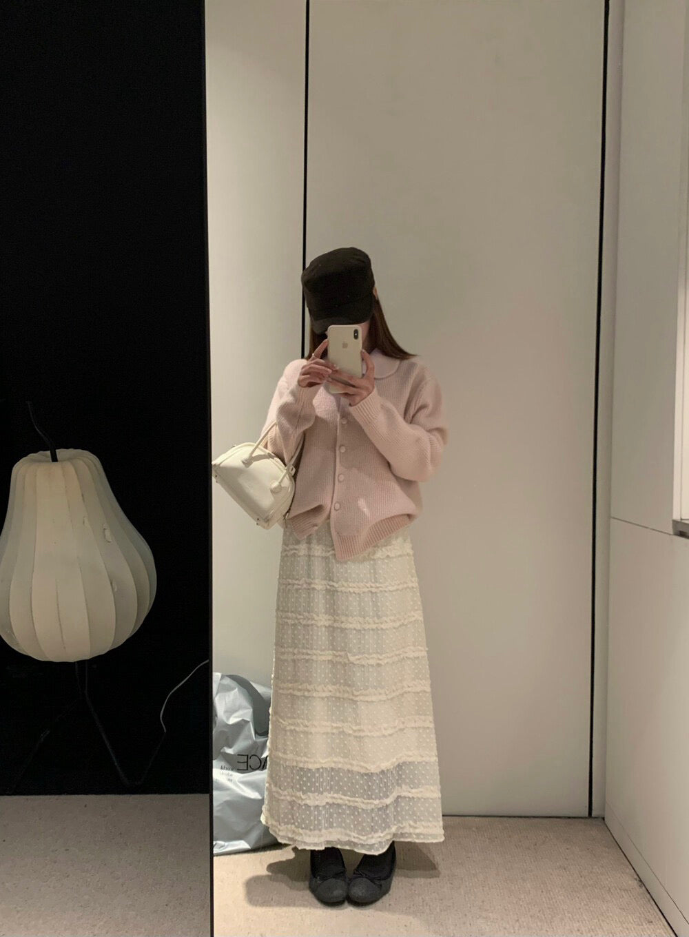 // 超精緻全lace立體點點內加絨中裙