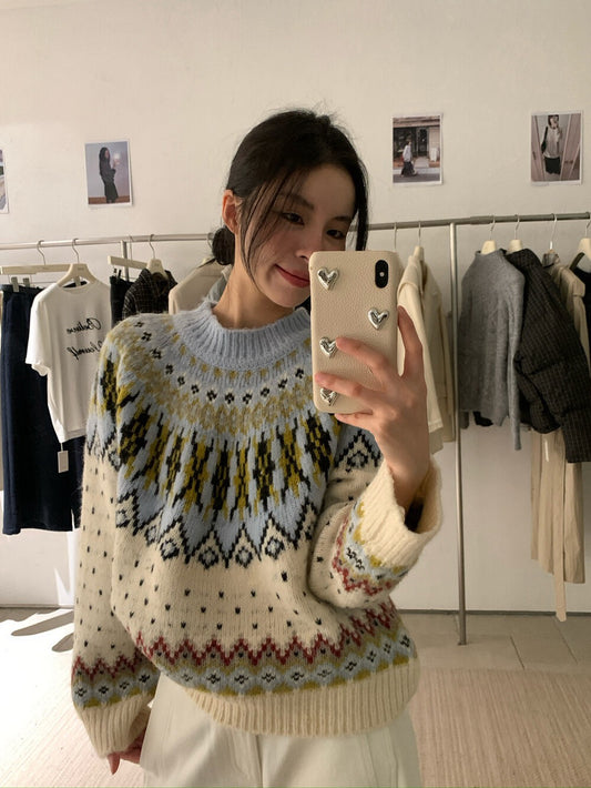 // 15%羊毛復古北歐patterns毛衣