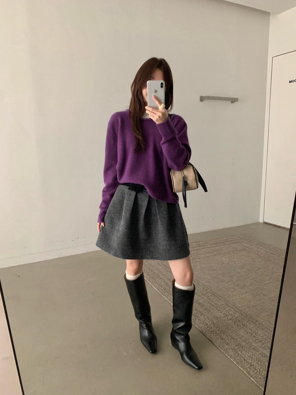 // 100%羊毛撞色假兩件毛衣