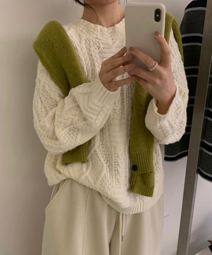 // 35%wool麻花紋慵懶毛衣