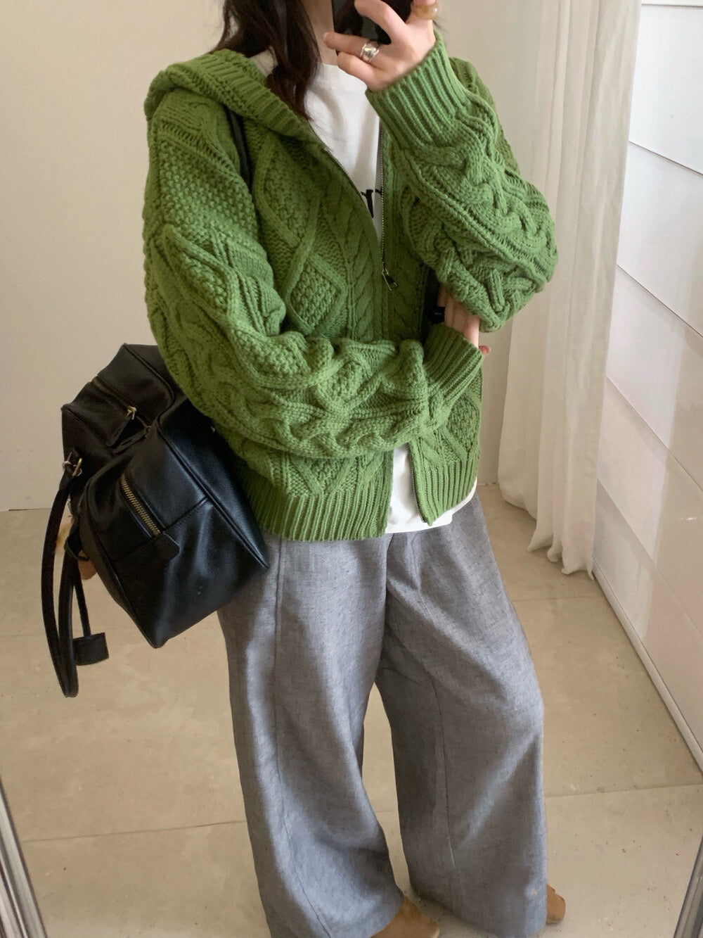 // 重工麻花上下拉鍊連帽CD