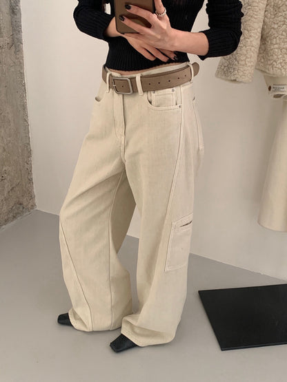 // 斜縫線工裝口袋褲