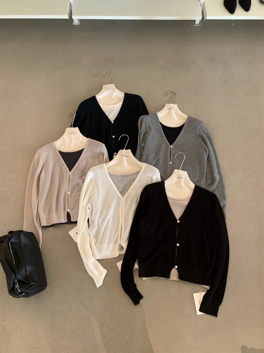 // 超親膚假兩件鈕扣羊毛角針織上衣