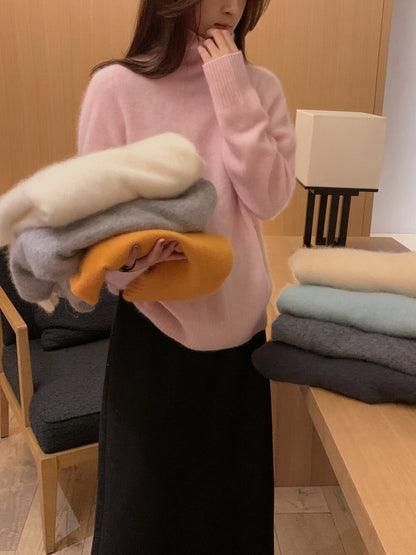 // 95%wool+5%cashmere拉絨工藝小高領針織NT