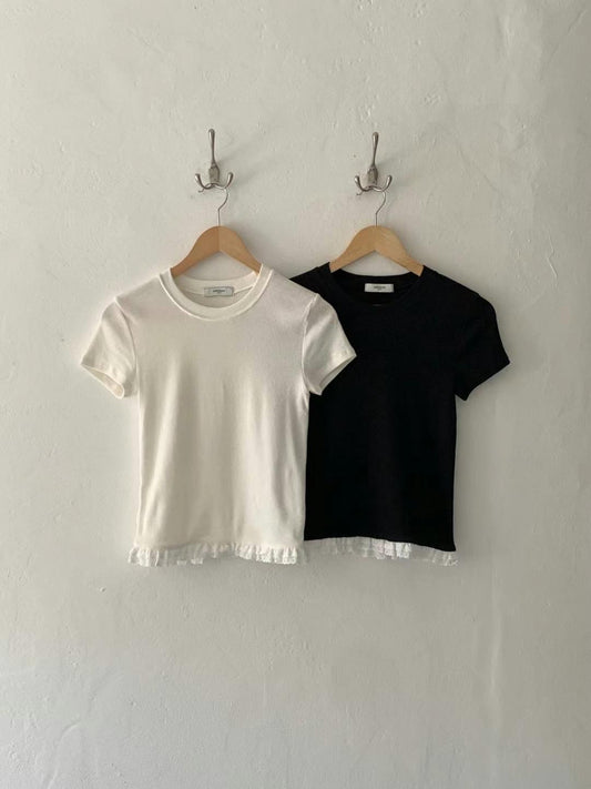 // lace花邊正肩TEE