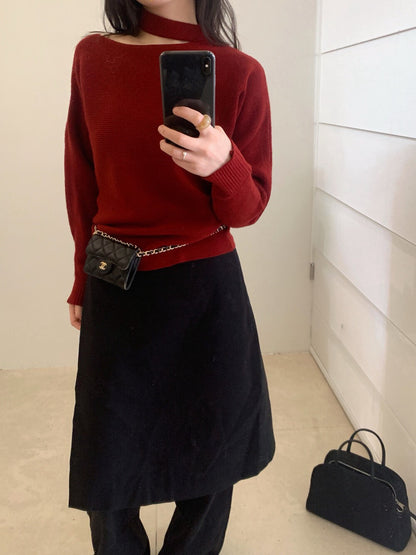 // 小性感斜肩掛頸窩夫紋NT