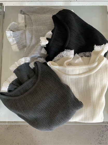 // 絲光羊毛紗線拼接lace邊NT