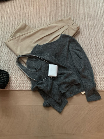 // 超韓疊穿掛頸背心+V領外套兩件套