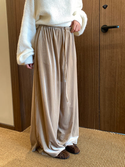 // 氣質絲絨休閒全長褲