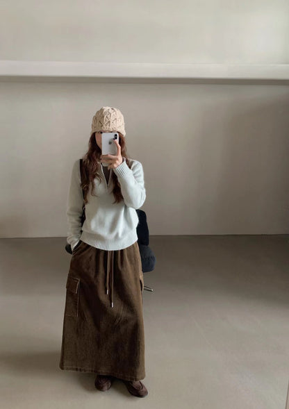 // raccoon+wool半拉鍊翻領高級感毛衣