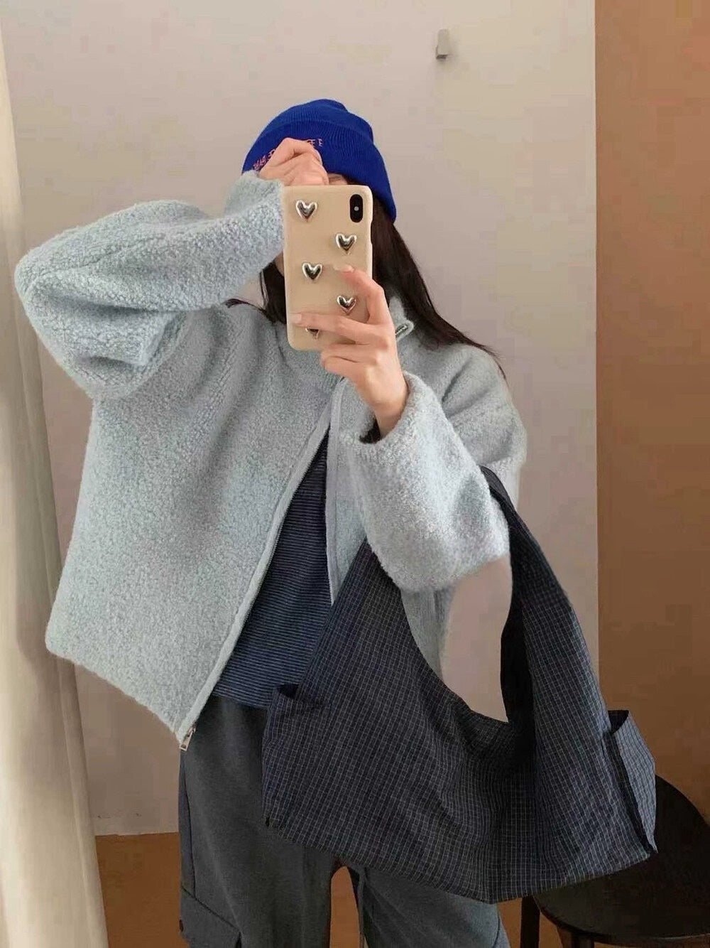 // 30%綿羊毛圈圈毛質感半領拉鍊CD