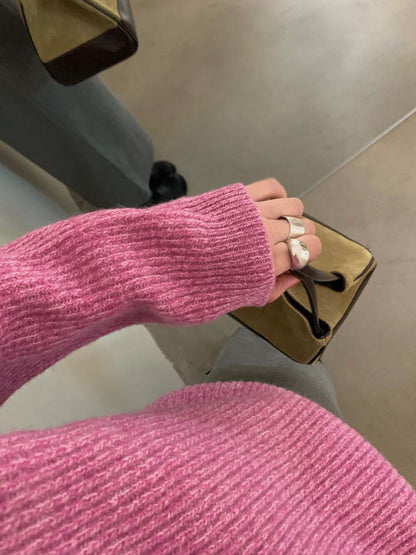 // 100%羊毛極軟糯小V翻領毛衣