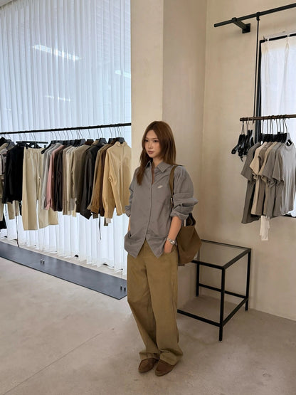 B188 / 小刺繡logo高質洗水棉低飽和度色調恤衫