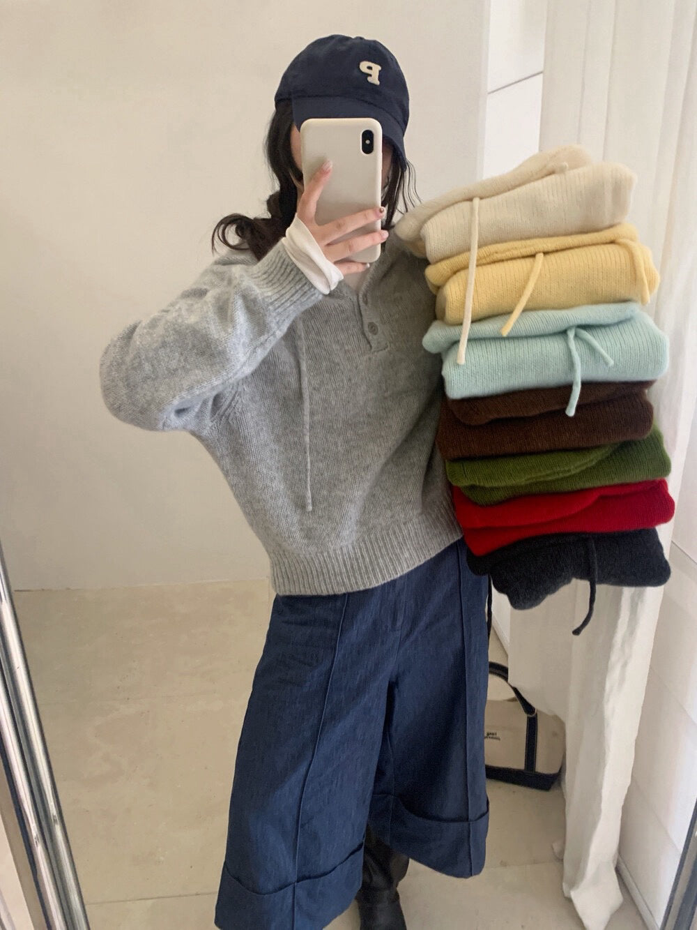 // 100%wool半鈕扣連帽NT