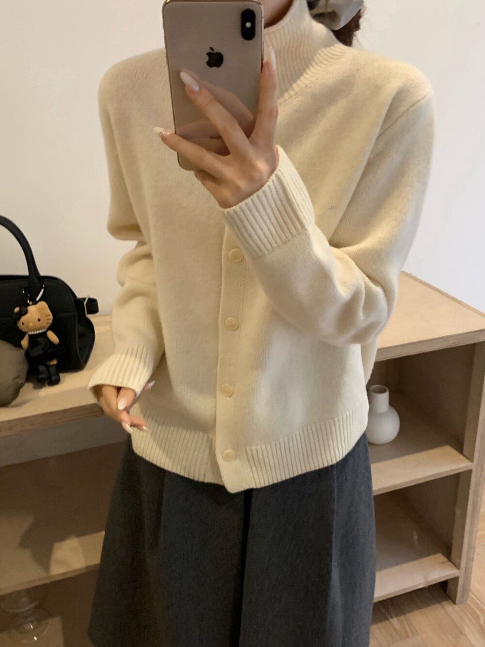 // 直坑紋立領排扣軟糯CD