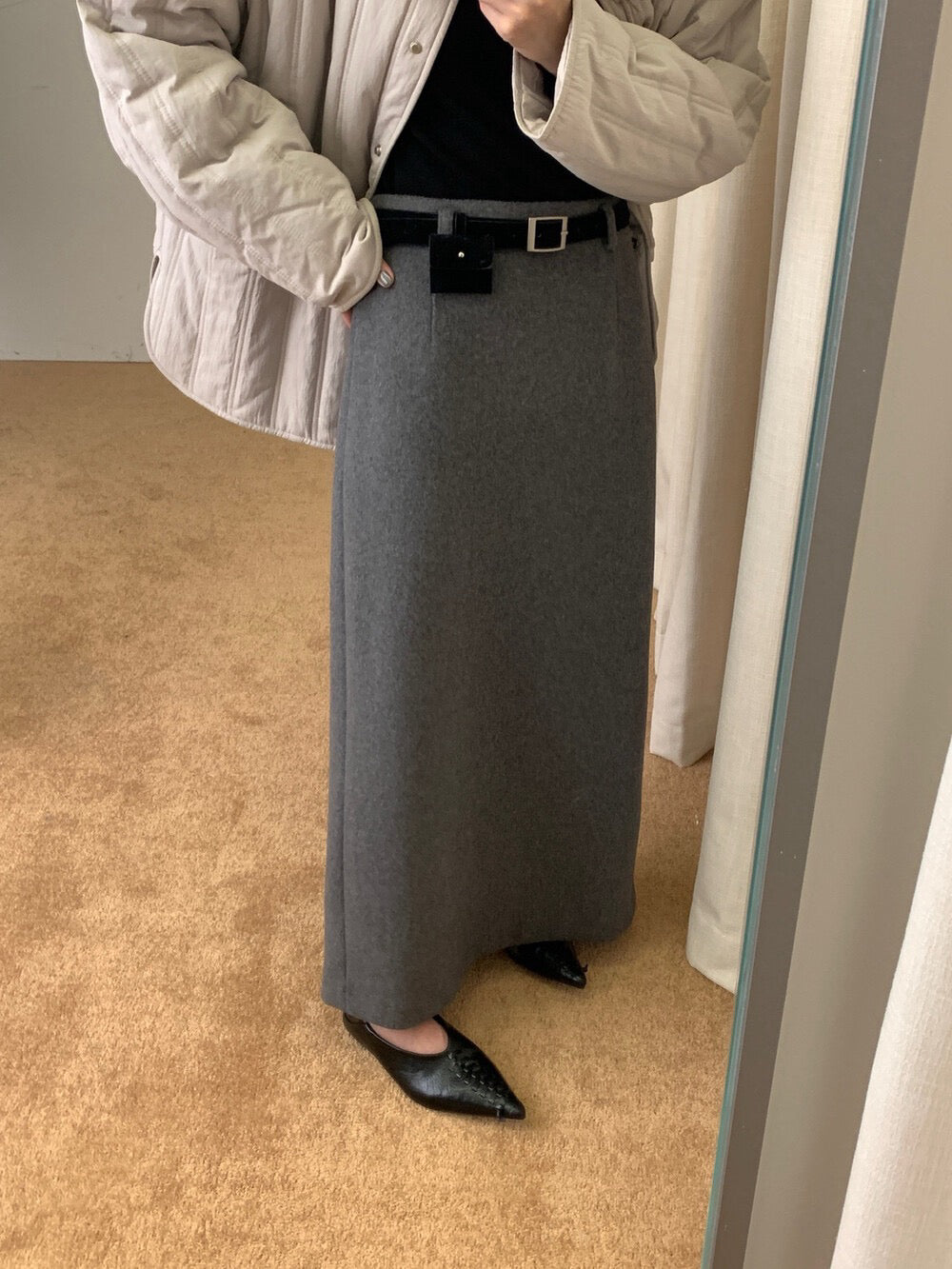 // 50%wool解鎖一切秋冬配搭的長款直筒裙