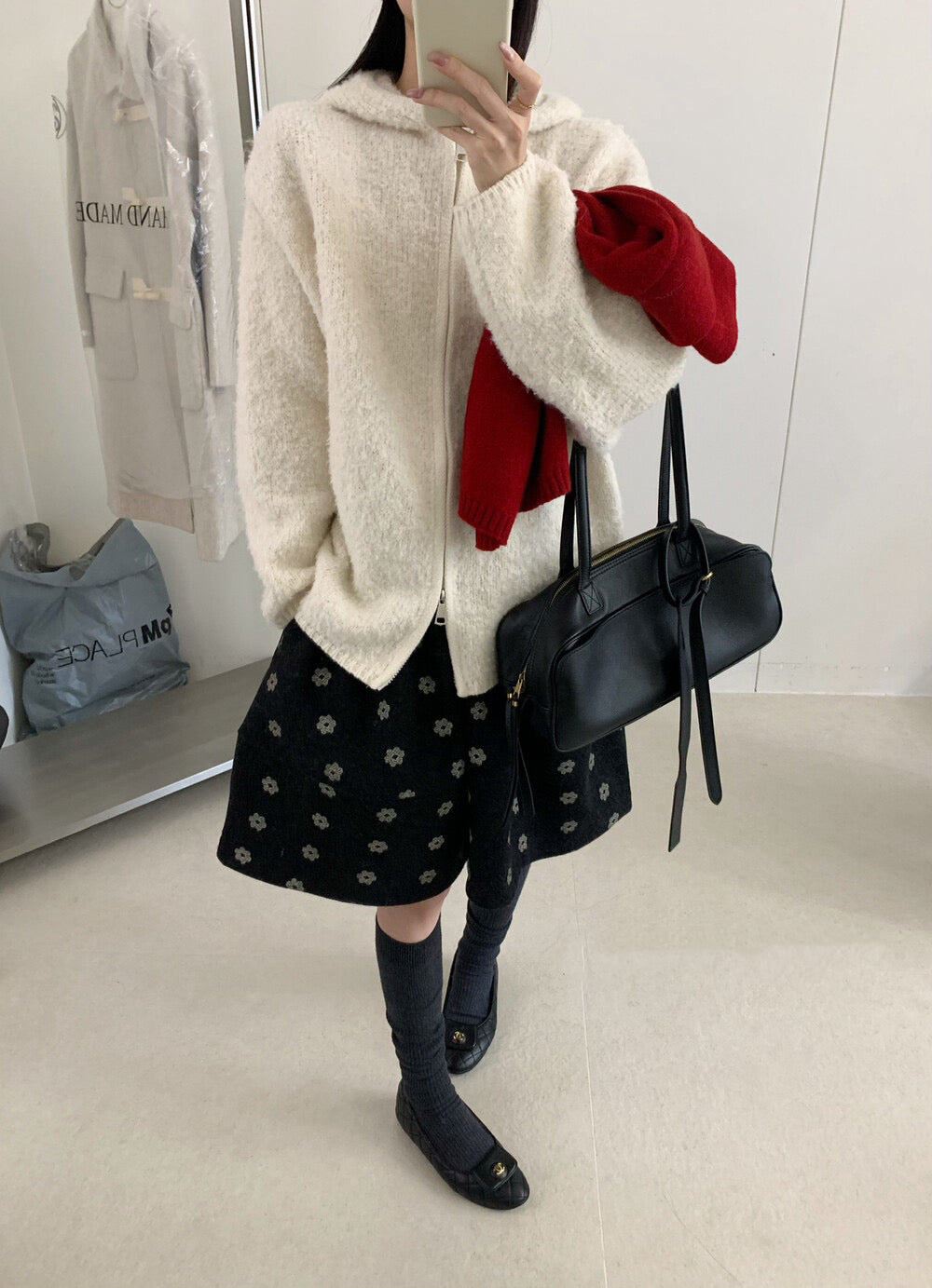 // 慵懶連帽肌理感拉鍊CD