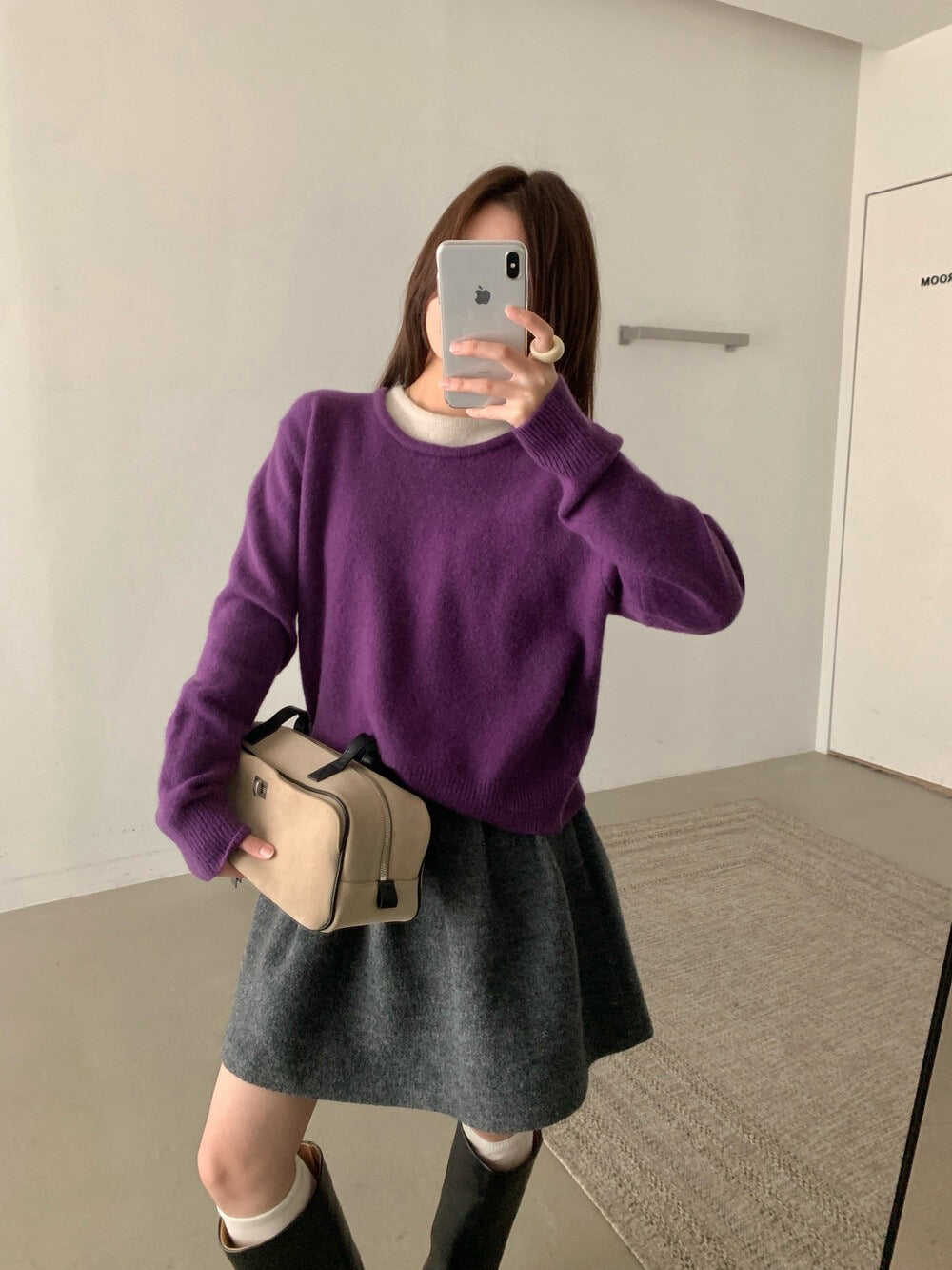 // 100%羊毛撞色假兩件毛衣