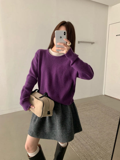 // 100%羊毛撞色假兩件毛衣