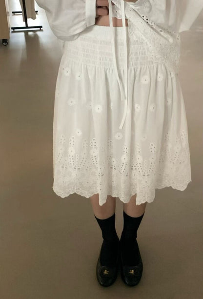 // 精緻鈎花刺繡綁帶BL+中裙套裝