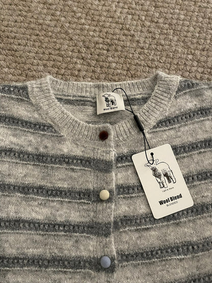 // 8%wool混色鈕鏤空間條CD