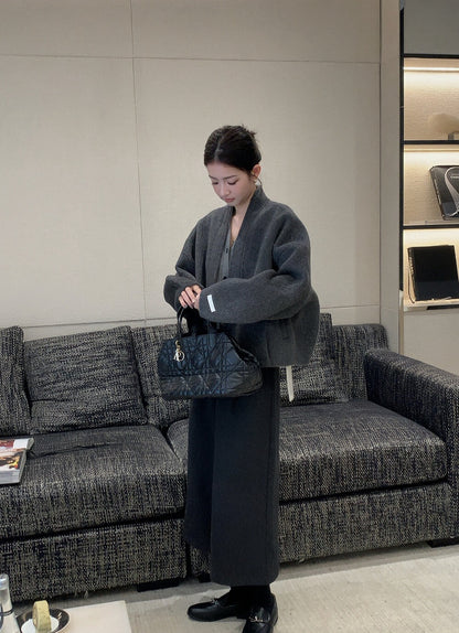 // 100%羊毛設計感假兩件手工外套