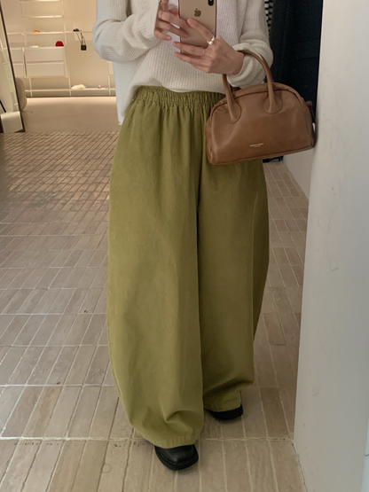// 小復古感橡筋腰燈芯絨褲