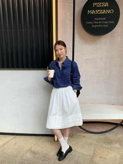 // 霧面感燈芯絨雙口袋SH