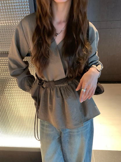 // 連腰帶法式氣質一件式BL